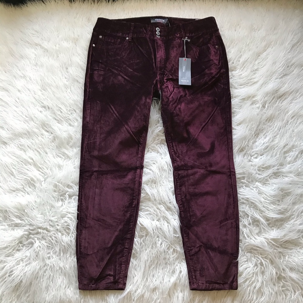 🆕TORRID‎ JEGGING - STRETCH VELVET BURGUNDY PURPLE - Picture 9 of 16